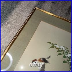 Original Japanese Woodblock Print by Ohara Koson Bird Winter Trees Snow