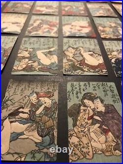 Original Japanese Woodblock Print x50 Shunga Playing Cards(Ogura Hyakunin Isshu)