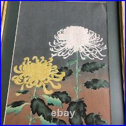 Original Japanese woodblock print Gold Framed Ohno Bakufu Kiku Mid-20th century