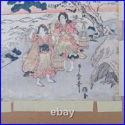Original Katsukawa Shunsen Japanese Woodblock Print Women Carrying Water