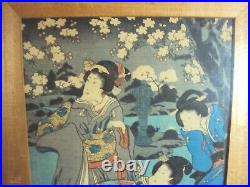 Original Kuniyoshi Japanese Woodblock Print 1800's Original Frame