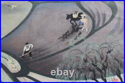 Original Ohno Bakufu Woodblock Print Signed Framed Japanese Planting Rice Listed