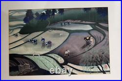 Original Ohno Bakufu Woodblock Print Signed Framed Japanese Planting Rice Listed