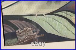 Original Ohno Bakufu Woodblock Print Signed Framed Japanese Planting Rice Listed