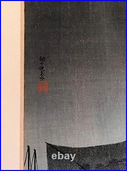 Original Takahashi Shotei Night Fishing Net, Tukuda Woodblock Print. Pre-1936
