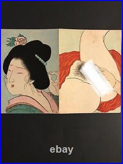 Original Tomioka Eisen Japanese Woodblock Shunga Print F