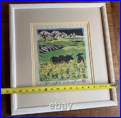 Original Woodcut Print Akyio Akio Onda (1924-2007) Japanese Signed Original Woodcut Print Akyio Akio Onda (1924-2007) Japanese Signed