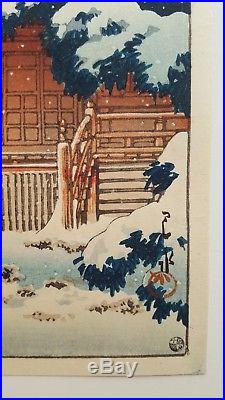 Original woodblock print by Kawase Hasui Saishoin temple in Hirosaki 6mm seal