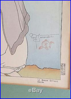 Paul Jacoulet Japanese / French Woodblock Print Le Bonze Errant Coree