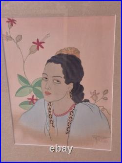 Paul Jacoulet original Japanese woodblock print Une jeune fille de Fidji 15x18