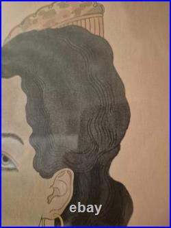 Paul Jacoulet original Japanese woodblock print Une jeune fille de Fidji 15x18