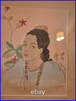 Paul Jacoulet original Japanese woodblock print Une jeune fille de Fidji 15x18