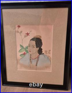 Paul Jacoulet original Japanese woodblock print Une jeune fille de Fidji 15x18