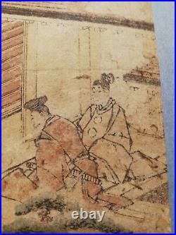 RARE! Japanese Antique Woodblock Print HOKUSAI Dancing Man and Courtiers