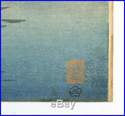 RARE Takahashi Shotei Japanese Woodblock Print Pre-1923 Pre Quake NIGHT FISHING