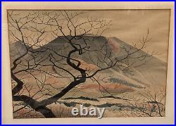 Rare 1950 Midcentury Japanese Woodblock Print by Mori Masamoto Oiwake in Asama