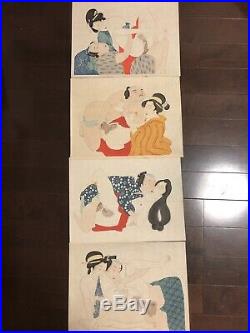 Rare! Japanese beautiful woodblock print ukiyo-e shunga 12 print