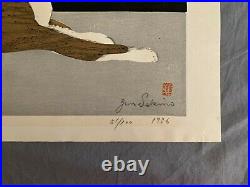 Rare Junichiro Sekino Woodblock Cat Print 1956 51/100 Mid Century Japanese Art