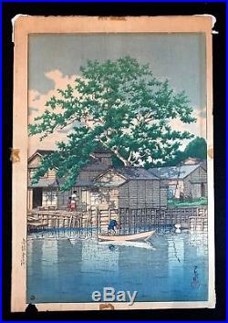 Rare Kawase Hasui Shin Hanga Japanese Woodblock Print Watanabe Seal