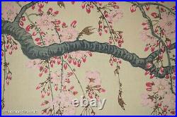 Rare Koson Ohara Shoson Japanese Woodblock Pigeon in Flight Cherry Tree FINE