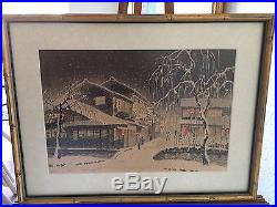 Rare Original Eiichi Kotozka Kyoto Snow Scene Japanese Woodblock Print
