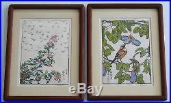 Rare Set Of 12 Framed Japanese Woodblock Prints By Toshi Yoshidaflowers & Birds