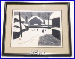 Rare Vtg Signed 1958 Kiyoshi Saito Japanese Woodblock Print Winter In Aizu (4)