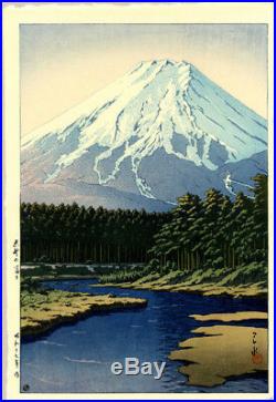 STUNNING! 1942 Kawase Hasui Mt. Fuji, Oshino Original Japanese Woodblock Print