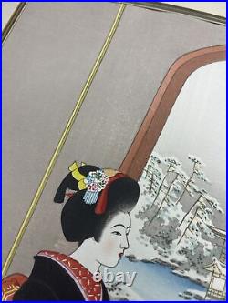 Sadanobu Hasegawa Geisha Girl In Winter Japanese Woodblock Print Authentication
