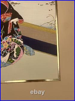 Sadanobu Hasegawa Geisha Girl In Winter Japanese Woodblock Print Authentication