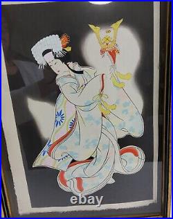 Sadanobu Hasegawa Honcho Nijushiko Japanese Signed Woodblock Print Framed