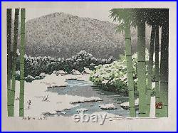 Seiji Sano Japanese woodblock print Valley In Snow