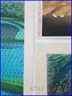 Set of 4 Bakufu Ohno Rice Crop Seasons Vintage Japanese Woodblock Prints