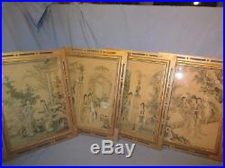 Set of 4 Vintage Framed Japanese Woodblock Prints / NR 122