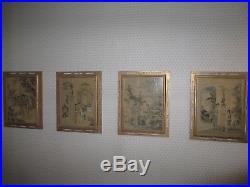 Set of 4 Vintage Framed Japanese Woodblock Prints / NR 122