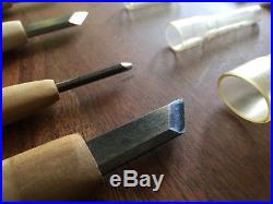 Set of 8 Small Japanese Wood Carving Tools / Gouges Sculpture, Woodblock Print