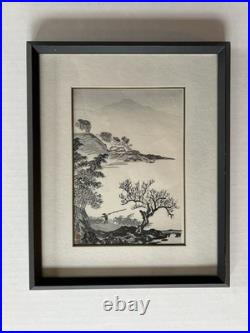 Set of FISHERMAN and PINE TREE & RIVER Woodblock Prints by Imoto TekihoSigned