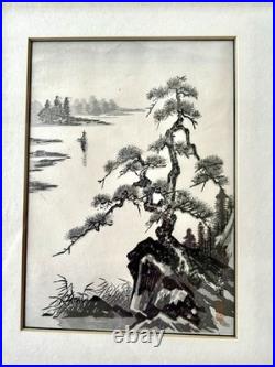 Set of FISHERMAN and PINE TREE & RIVER Woodblock Prints by Imoto TekihoSigned Set of FISHERMAN and PINE TREE & RIVER Woodblock Prints by Imoto TekihoSigned