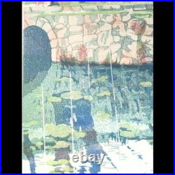 Shinsaku Japanese Woodblock Print Mibugawa Junichi Quiet Rain Woodblock Print L