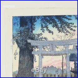 Shiro Kasamatsu Evening Glow at Suwa Shrine Original Japanese Woodblock Print