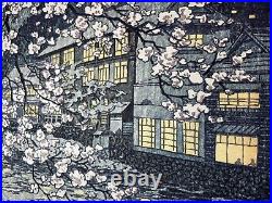 Shiro Kasamatsu original signed stamped woodblock print /cherry blossom beauty