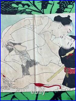 Shunga Erotic Ukiyoe wood block print Hokusai ManpukuwaGojin Edo Period 237