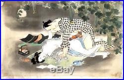 Shunga on silk unsigned Japanese Woodblock Print Ukiyo-e
