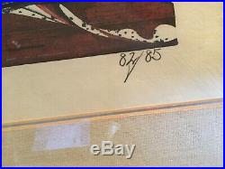 Signed 1979 Vintage Tadashi Nakayama Japanese Woodblock Print Scampering Herd