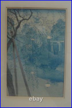 Signed Shiro Kasamatsu Japanese Woodblock Print, Misty Morning at Shinobazu Pond