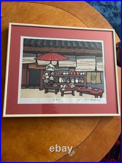 Signed Vintage 70's Japanese Wood Block Art by Katsuyuki Nishijima (Long Day)