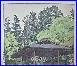 Signed Vintage Japanese Woodblock Print Azalea Garden by HIROSHI YOSHIDA