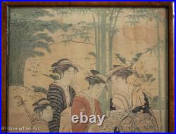 Stunning 18th Century Katsukawa Shuncho Japanese Woodblock of Beautiful Women