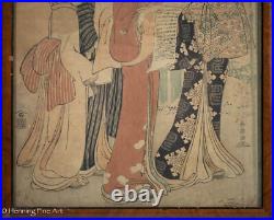 Stunning 18th Century Katsukawa Shuncho Japanese Woodblock of Beautiful Women