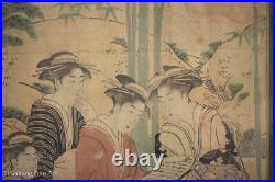 Stunning 18th Century Katsukawa Shuncho Japanese Woodblock of Beautiful Women
